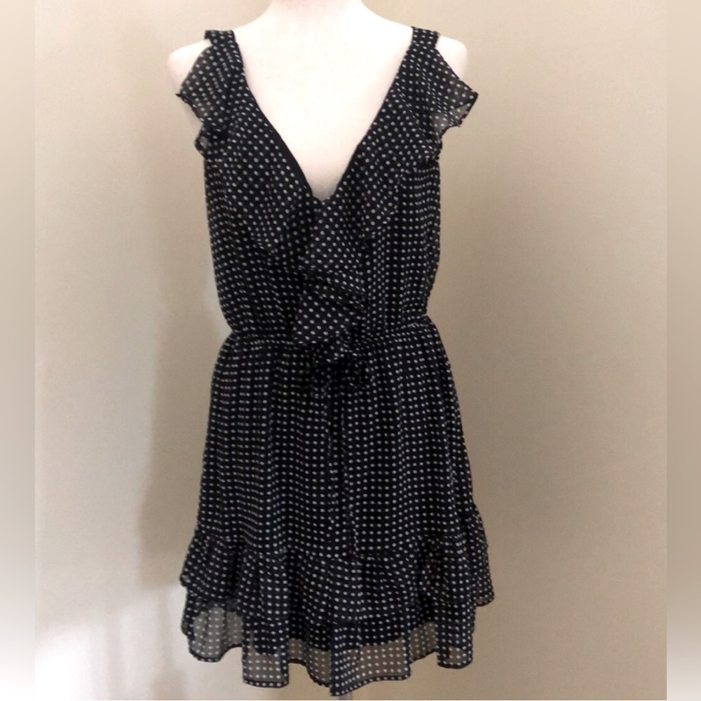 Fire. Polka dot ruffle dress. Black and White. Medium